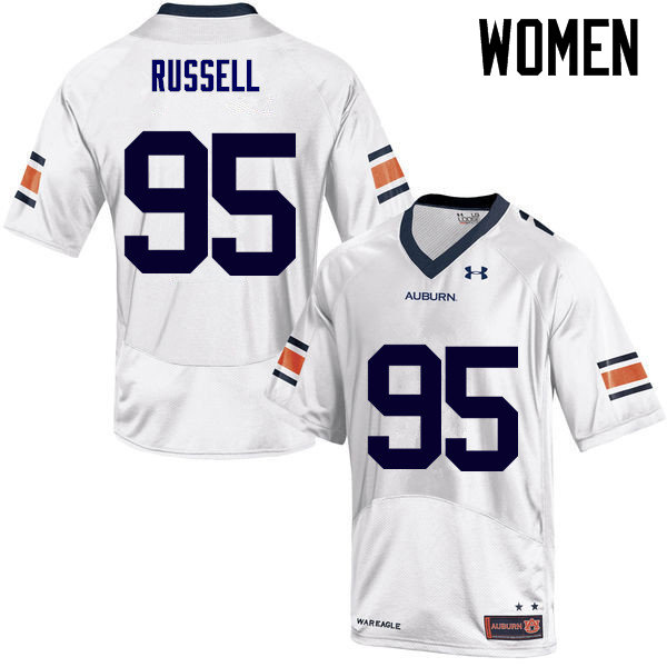 Women's Auburn Tigers #95 Dontavius Russell White College Stitched Football Jersey